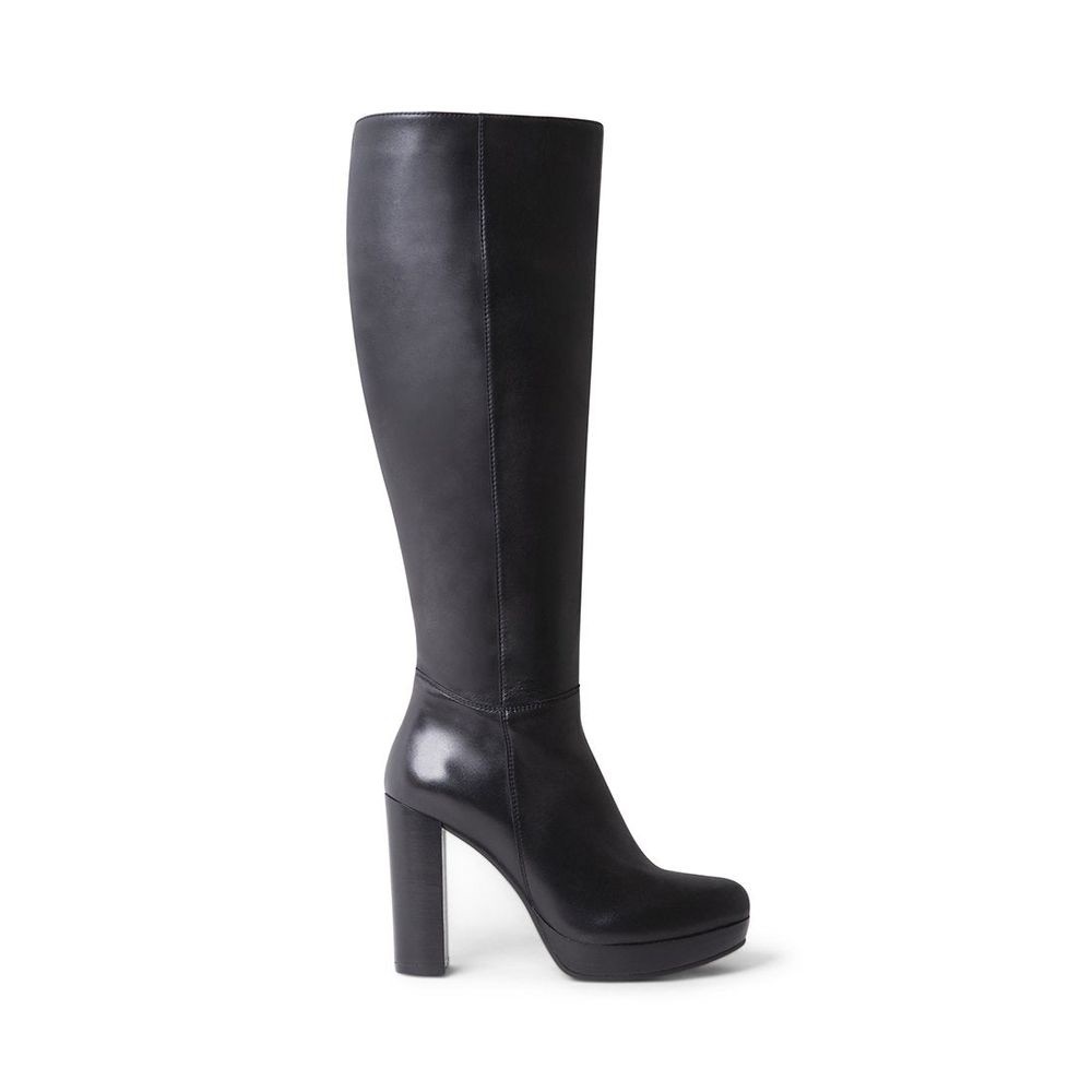 Genuine Leather Calf / Knee Boot with Platform Heel Steve Madden